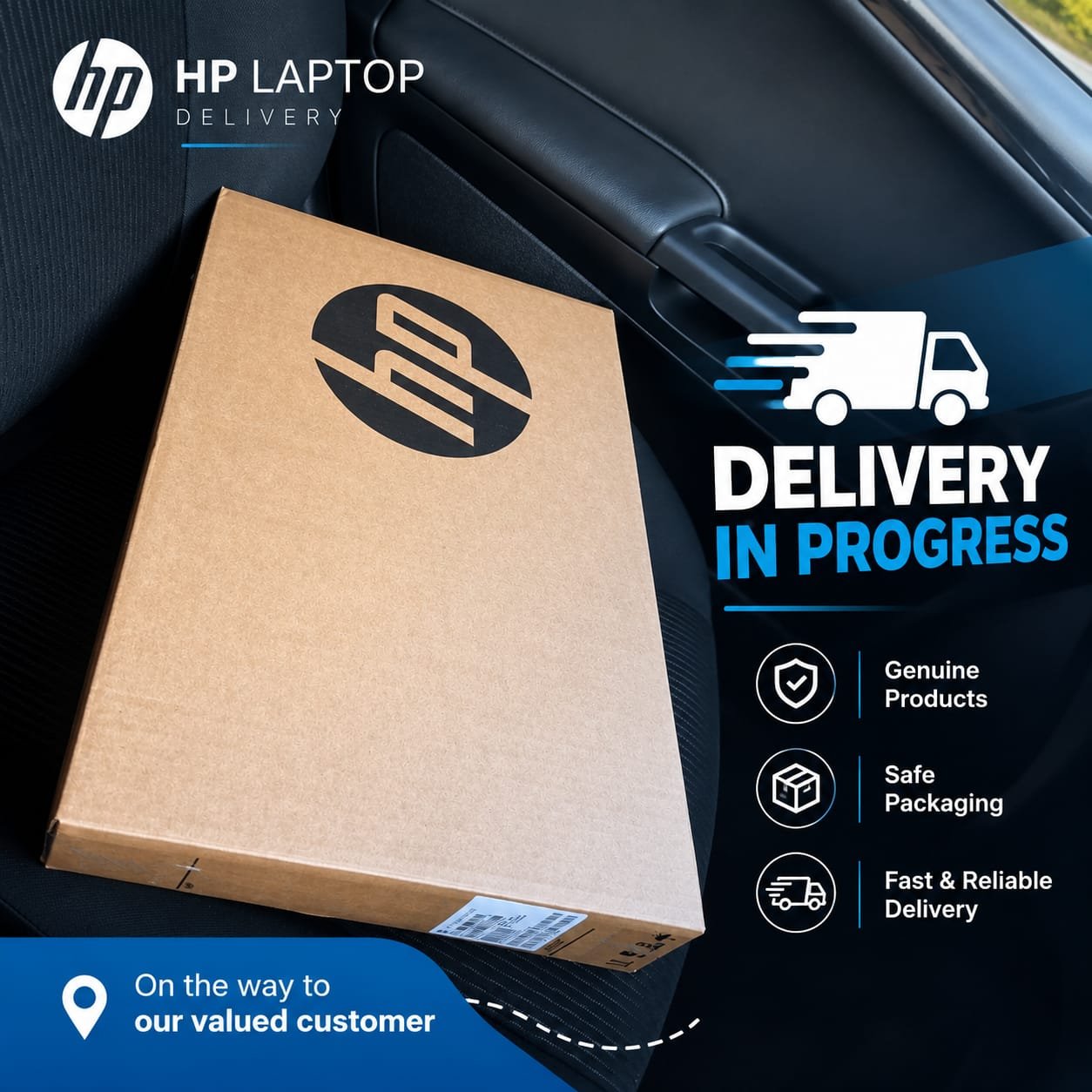 Genuine HP laptop delivery in progress with safe packaging