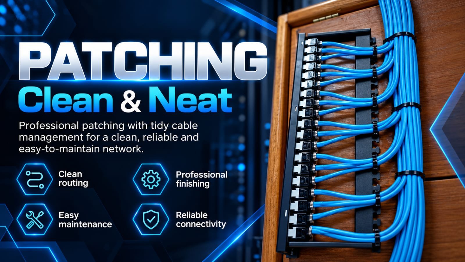 Professional patch panel cable dressing with tidy management